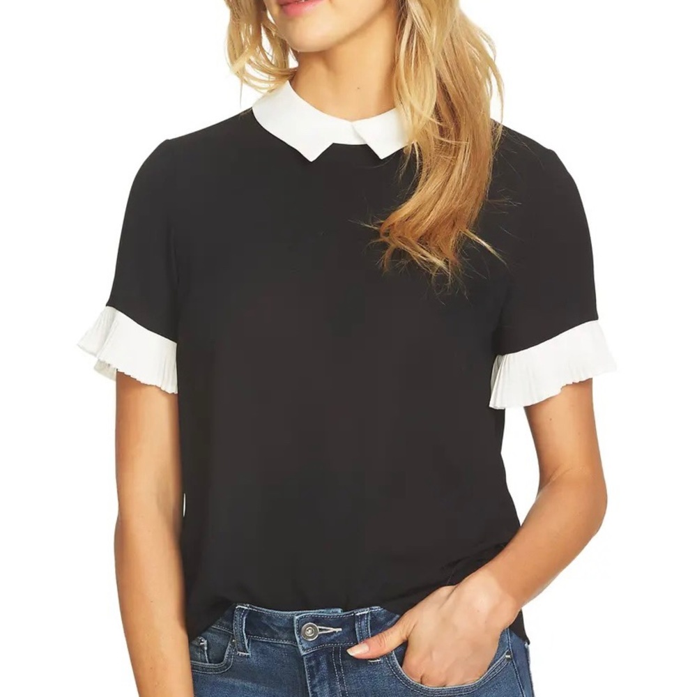 CECE Ruffle Trim Blouse